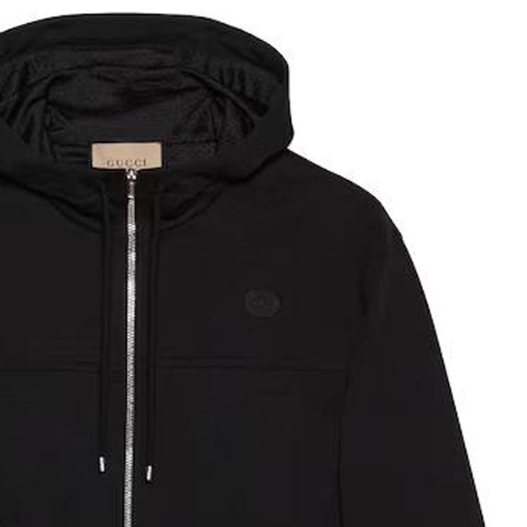 Gucci Cotton Jersey Hooded Jacket With Web 'Black' 752187-XJFQV-1043 - 5