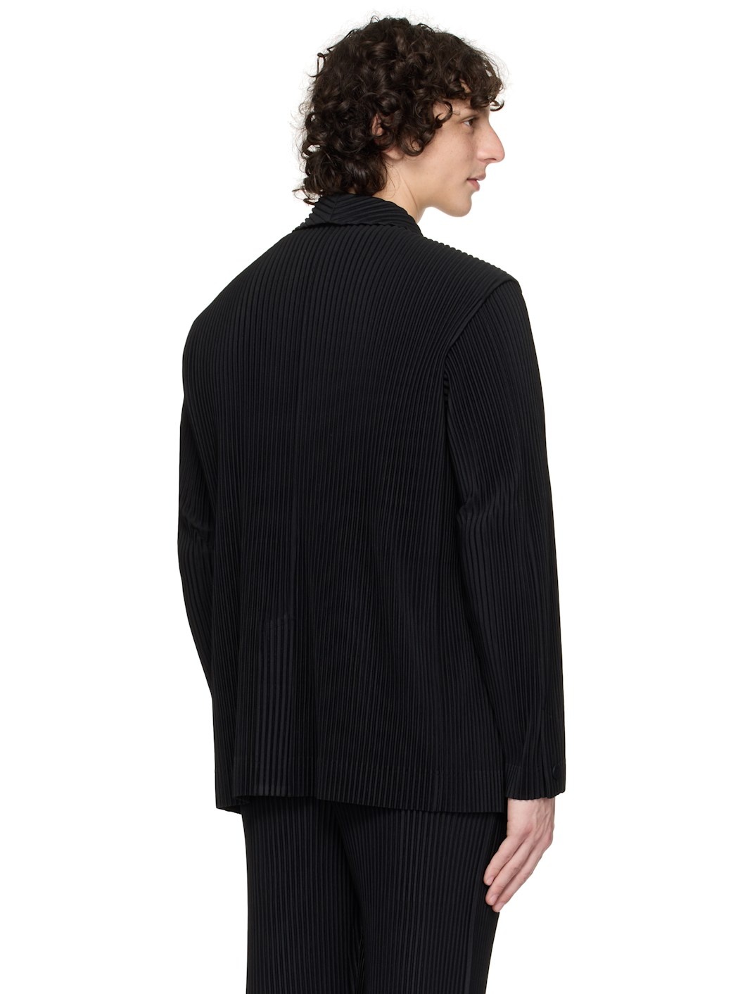 Black Tailored Pleats 2 Blazer - 3