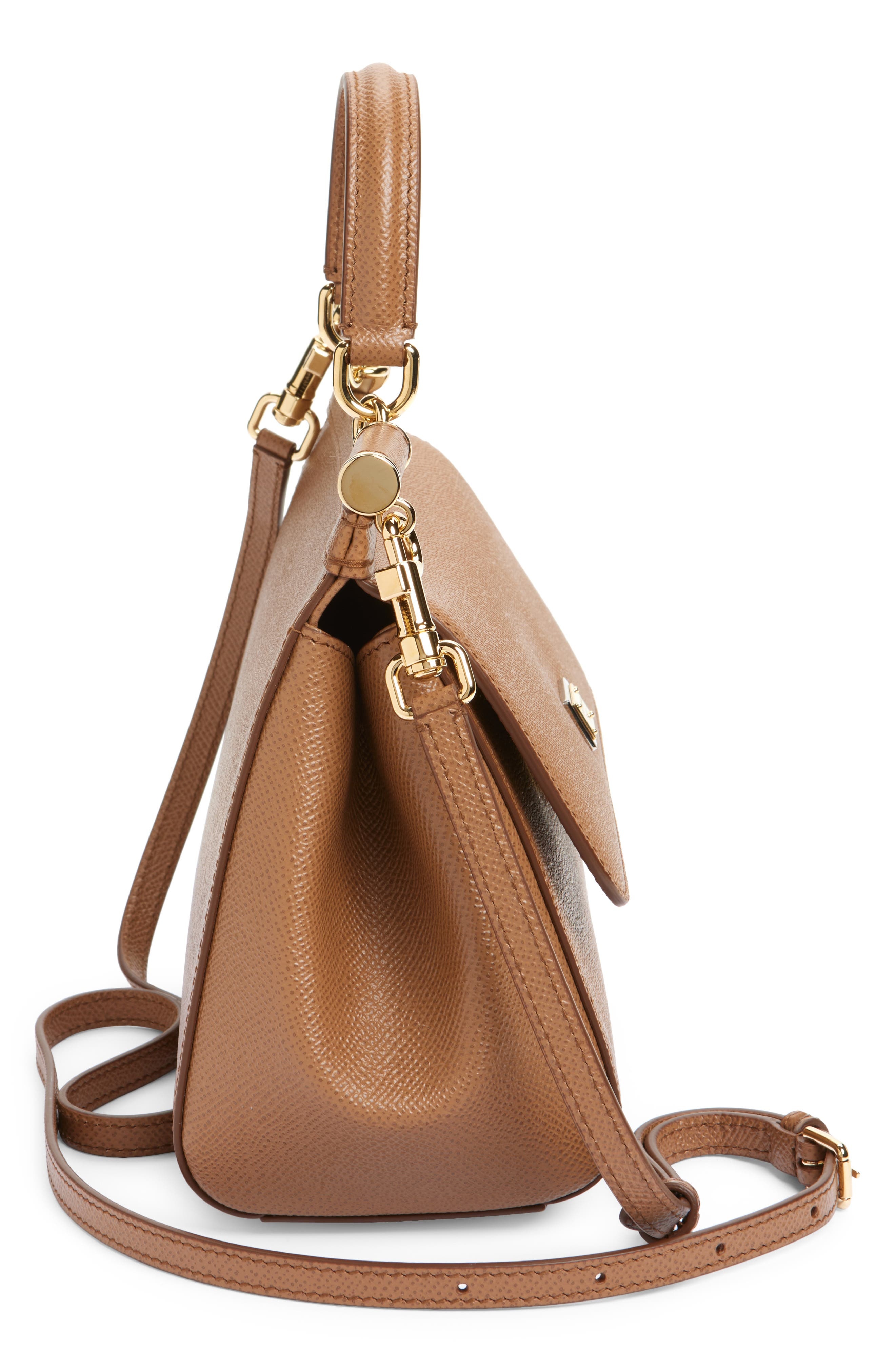 Dolce&Gabbana Medium Sicily Leather Top Handle Bag in 8M417 Caramel at Nordstrom - 6