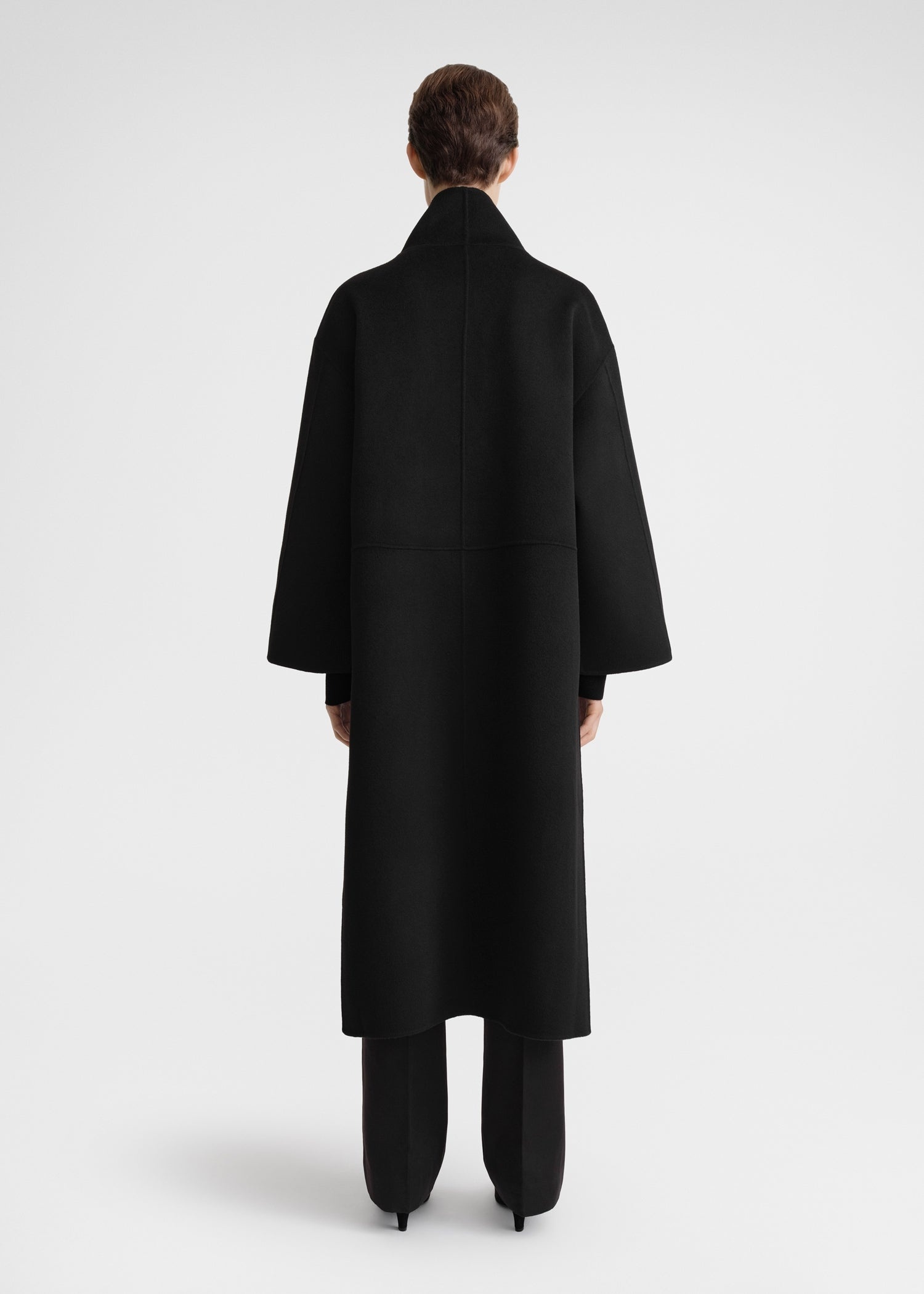 Signature wool cashmere coat black - 4