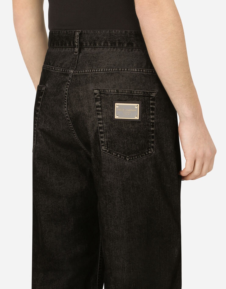 Oversize black wash jeans - 5