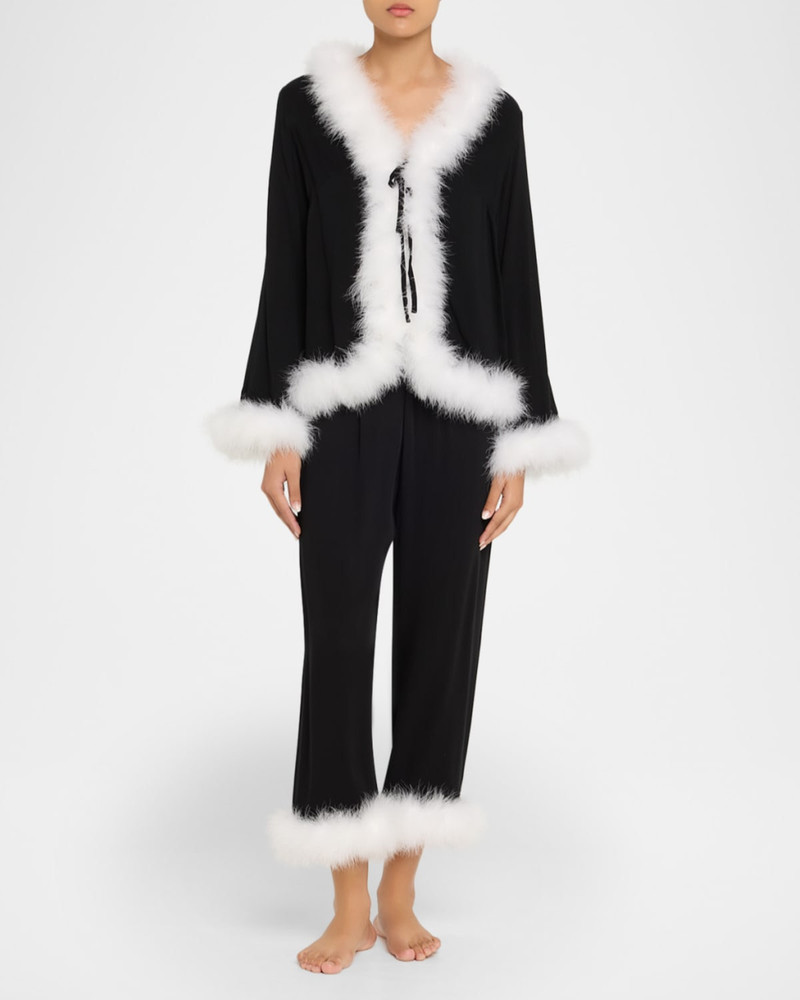 SLEEPER Cropped Feather-Cuff Viscose Pants outlook