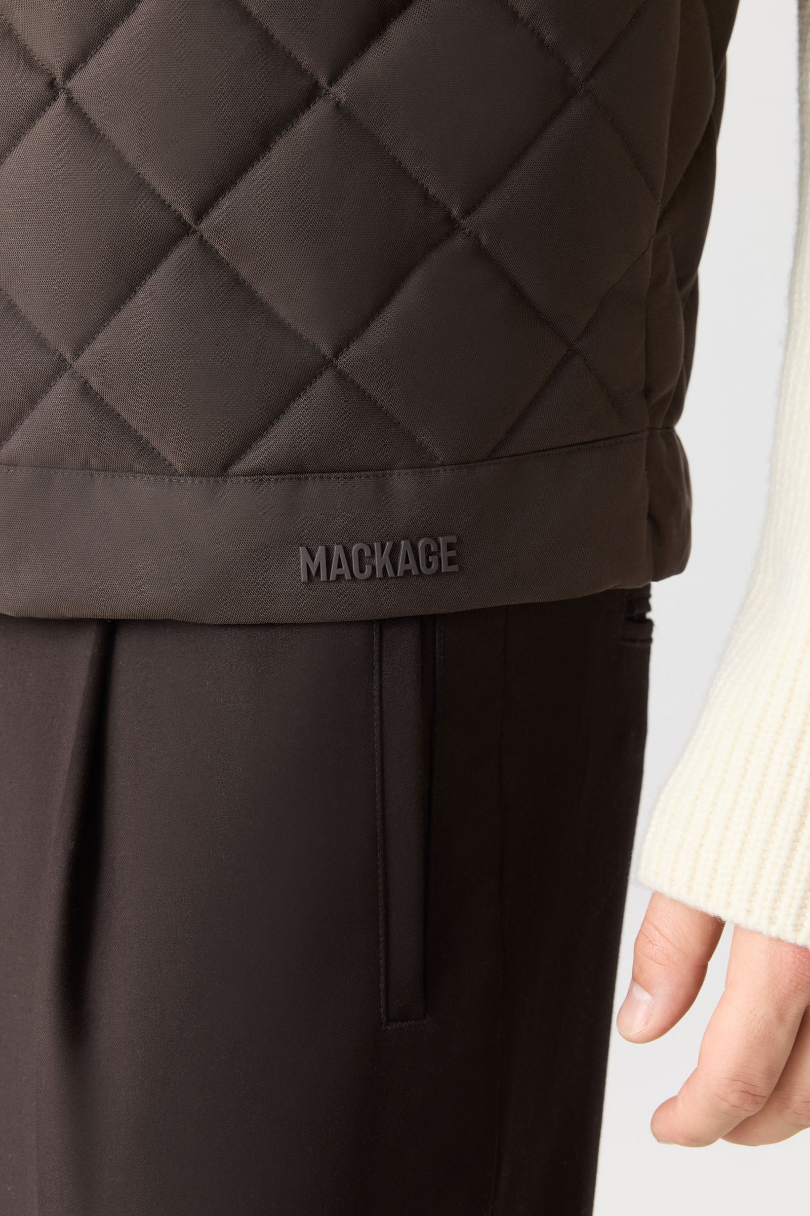 RICARDO-PL Quilted Down Vest With Plaid Yoke - 6