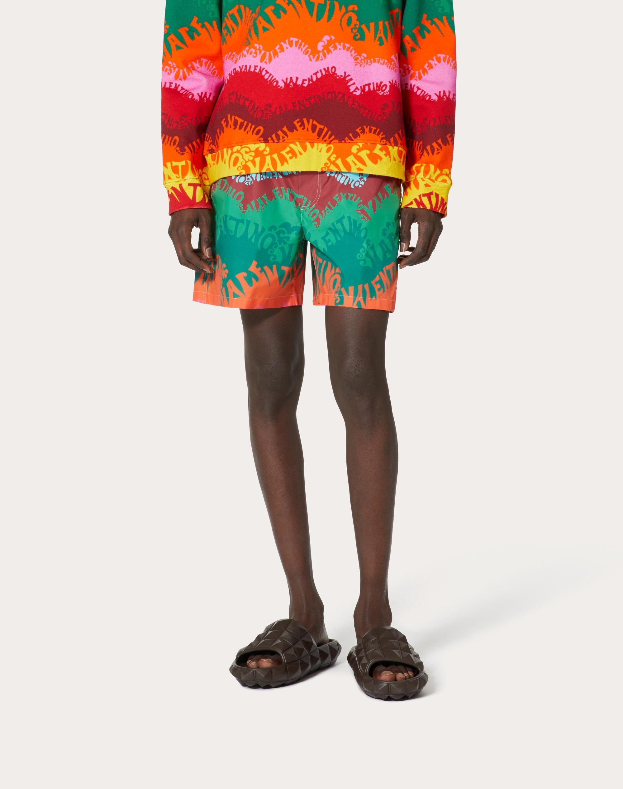 VALENTINO WAVES MULTICOLOR PRINT NYLON SWIMSUIT - 3
