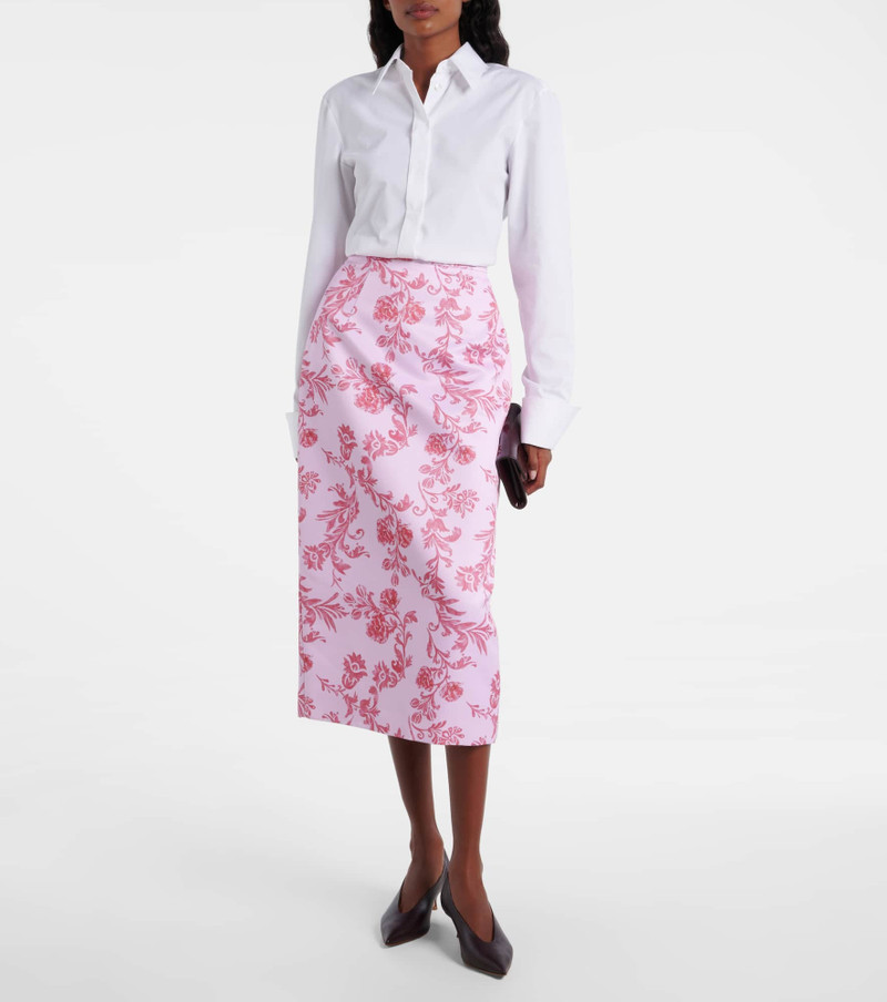 EMILIA WICKSTEAD Lorelei floral taffeta faille pencil skirt outlook