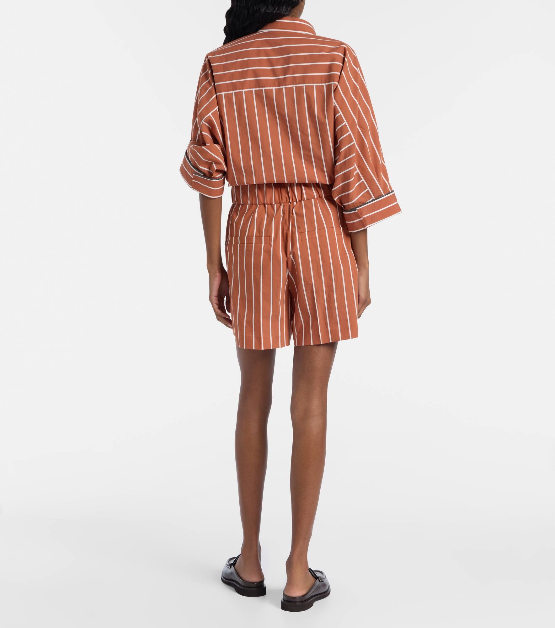Striped cotton-blend Bermuda shorts - 3