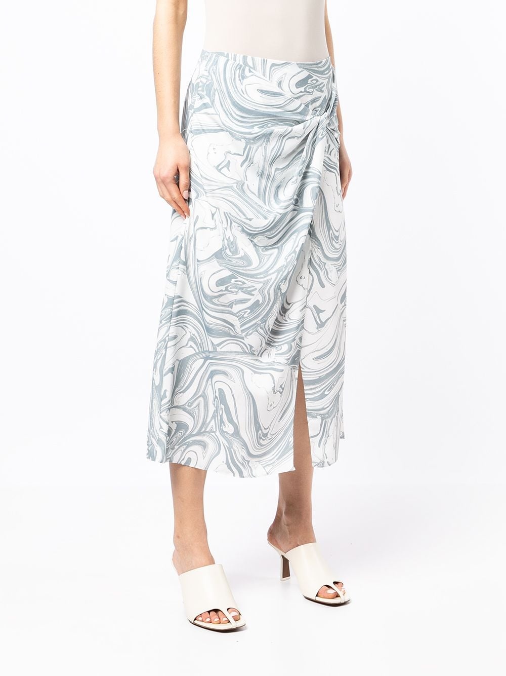 izabella marble-print midi skirt - 3