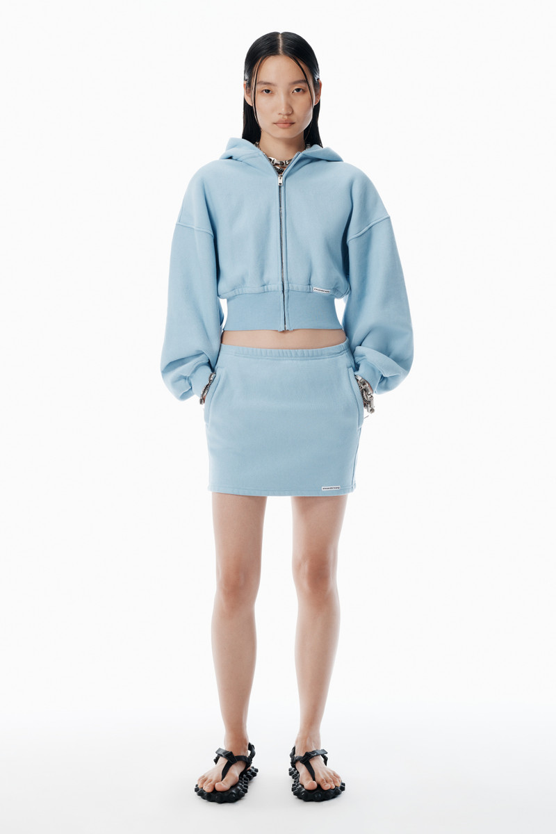Alexander Wang Light Blue Cropped Zip-Up Hoodie outlook