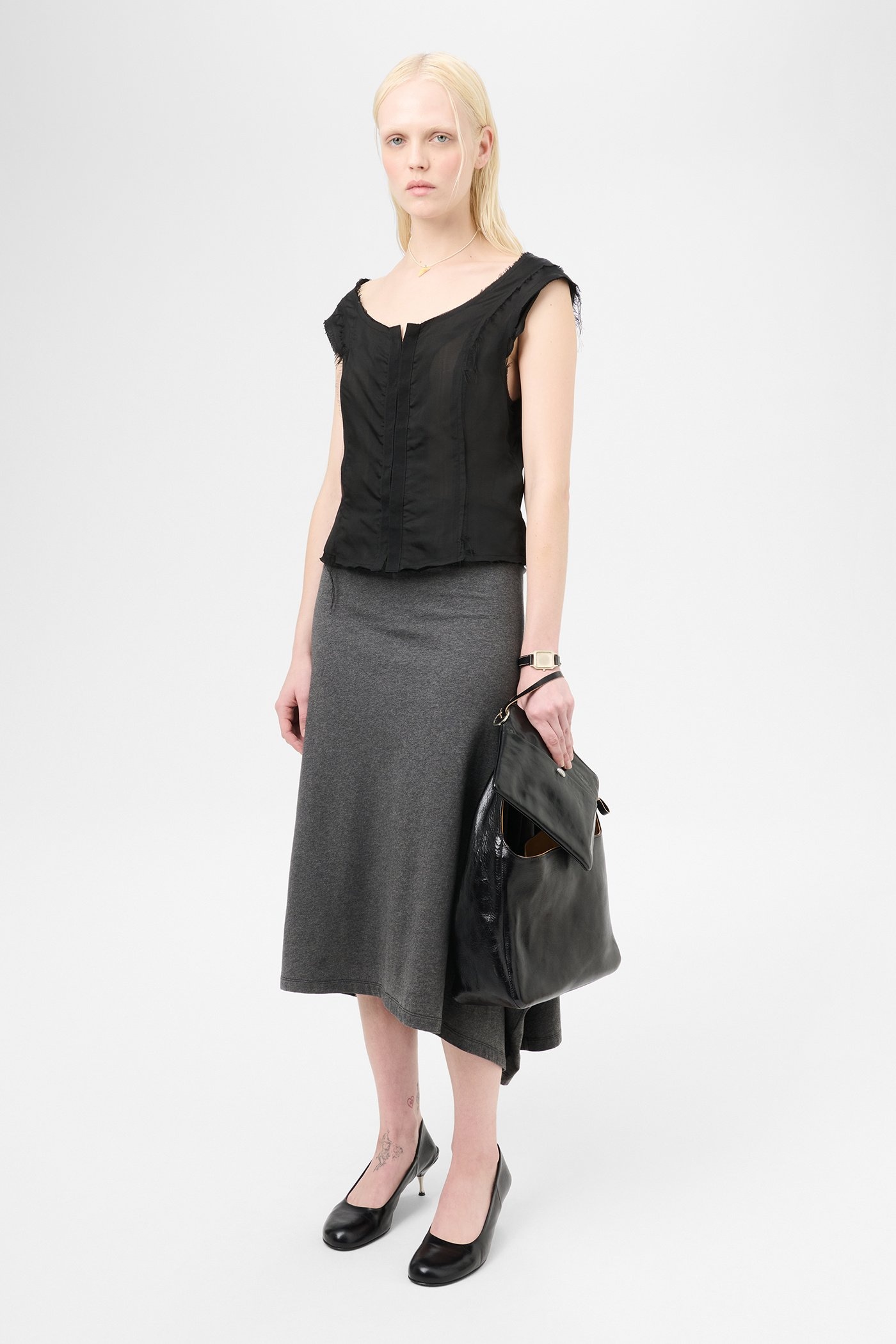 Frail Vest Noir Stripe Sheer Viscose Silk - 2