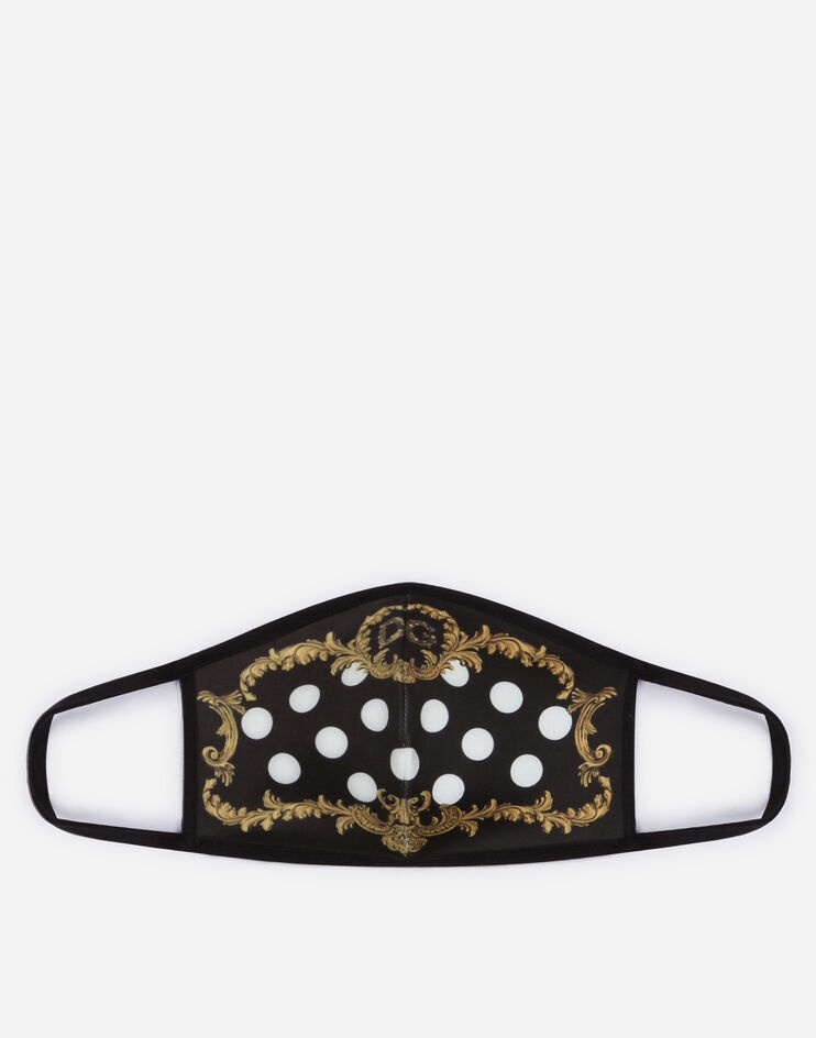 Neoprene face mask with baroque and polka-dot print - 1