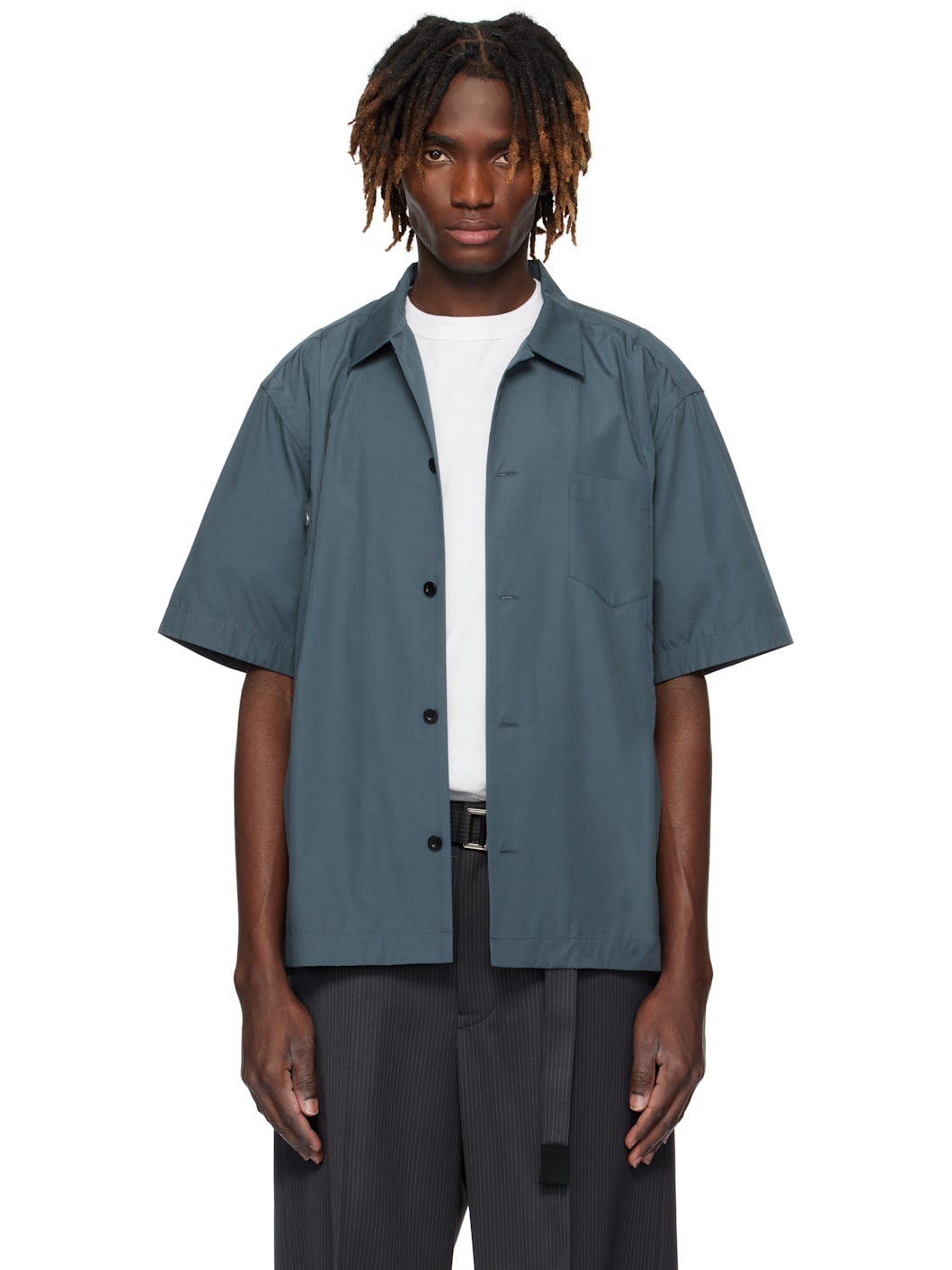 Gray Cotton Poplin Shirt - 1