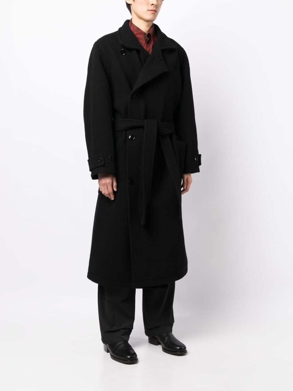 belted double-breasted coat - 4