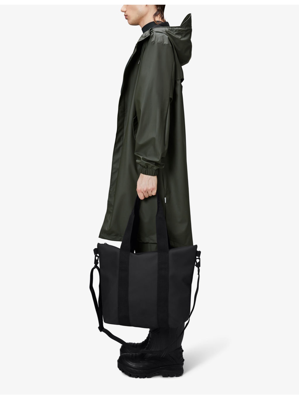 Brand-tab coated-shell tote bag - 2