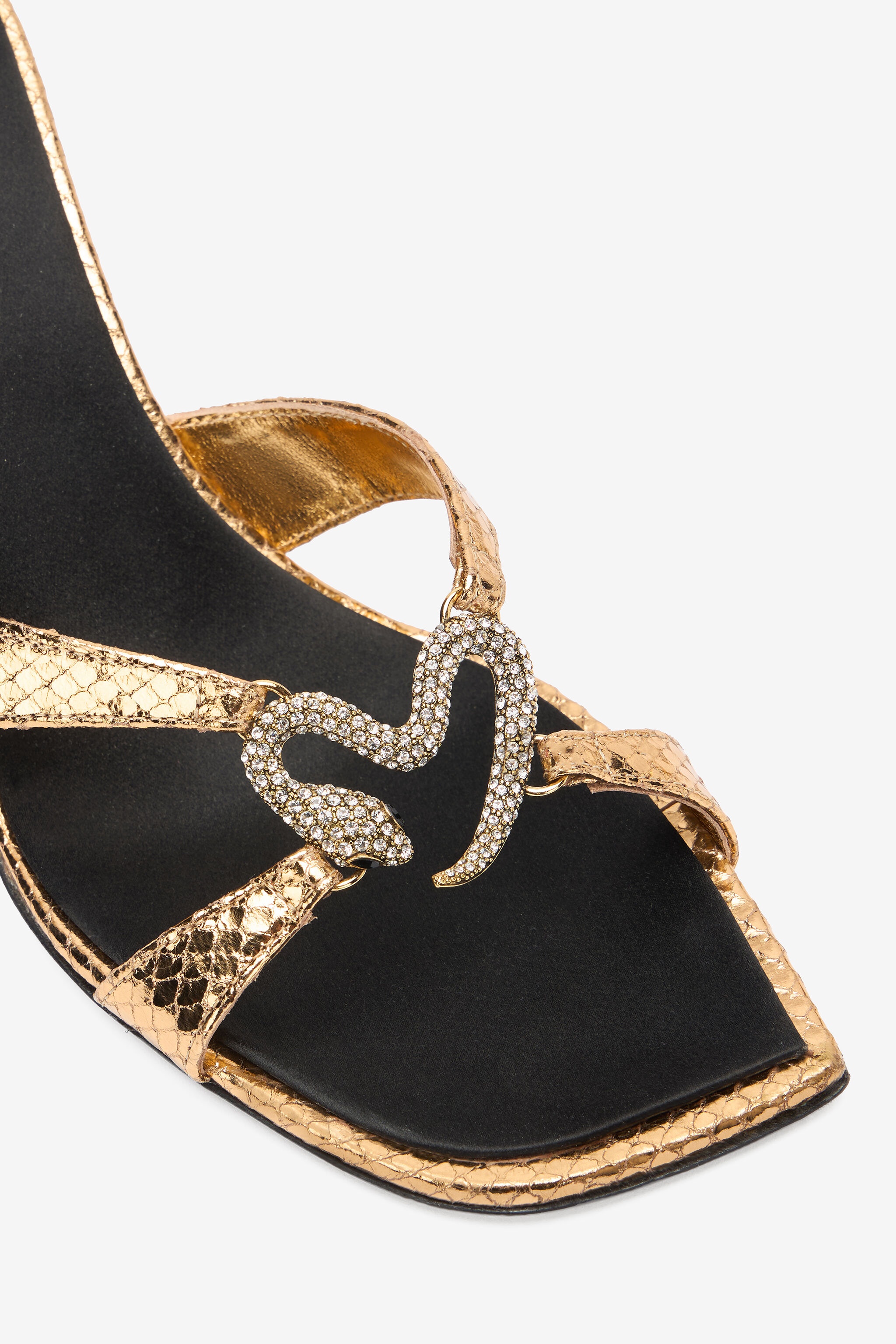Sandals With Snake Print And Bejeweled Snake - 5