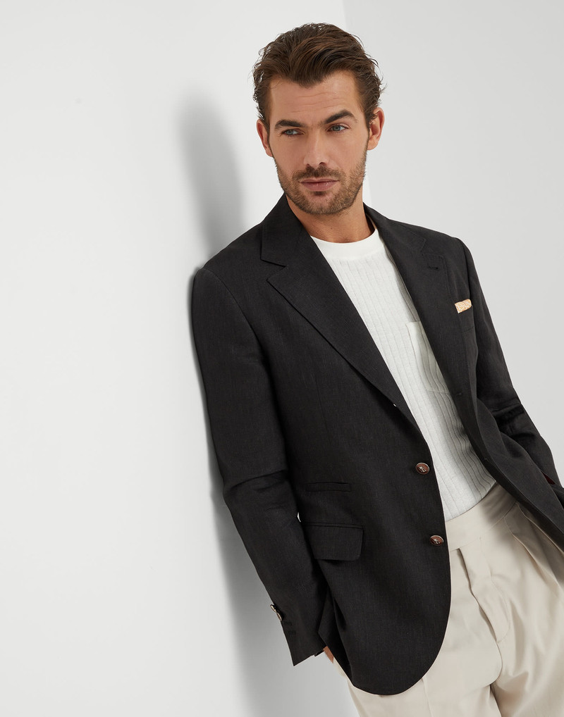 Délavé linen deconstructed blazer with metal buttons 4
