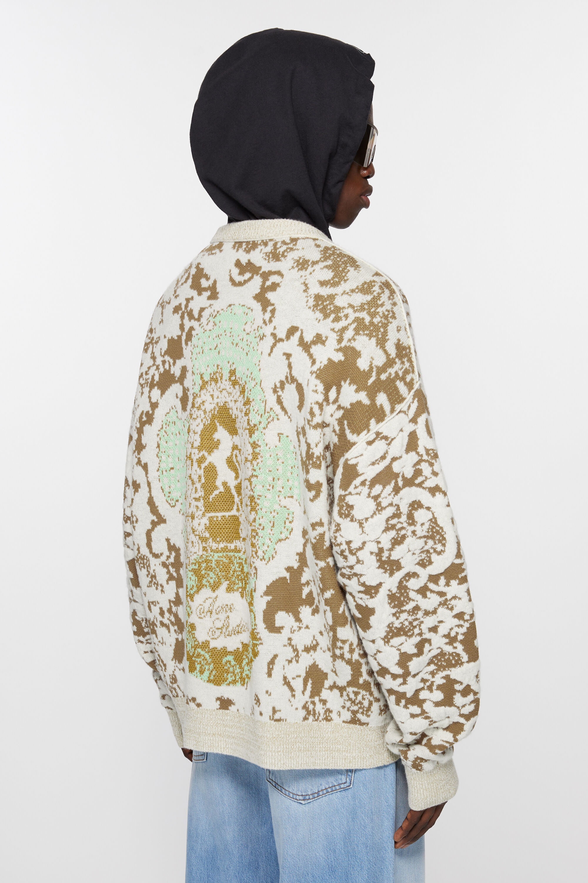 Jacquard sweater - Jade green/off white - 3