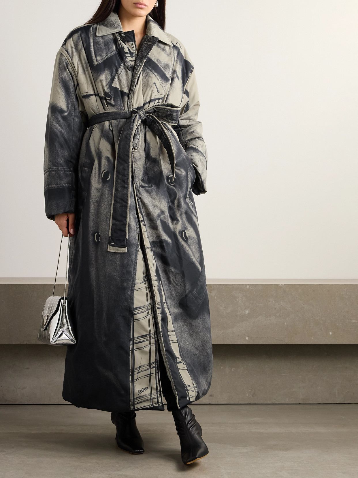 Belted Padded Printed Cotton-gabardine Trench Coat - 2
