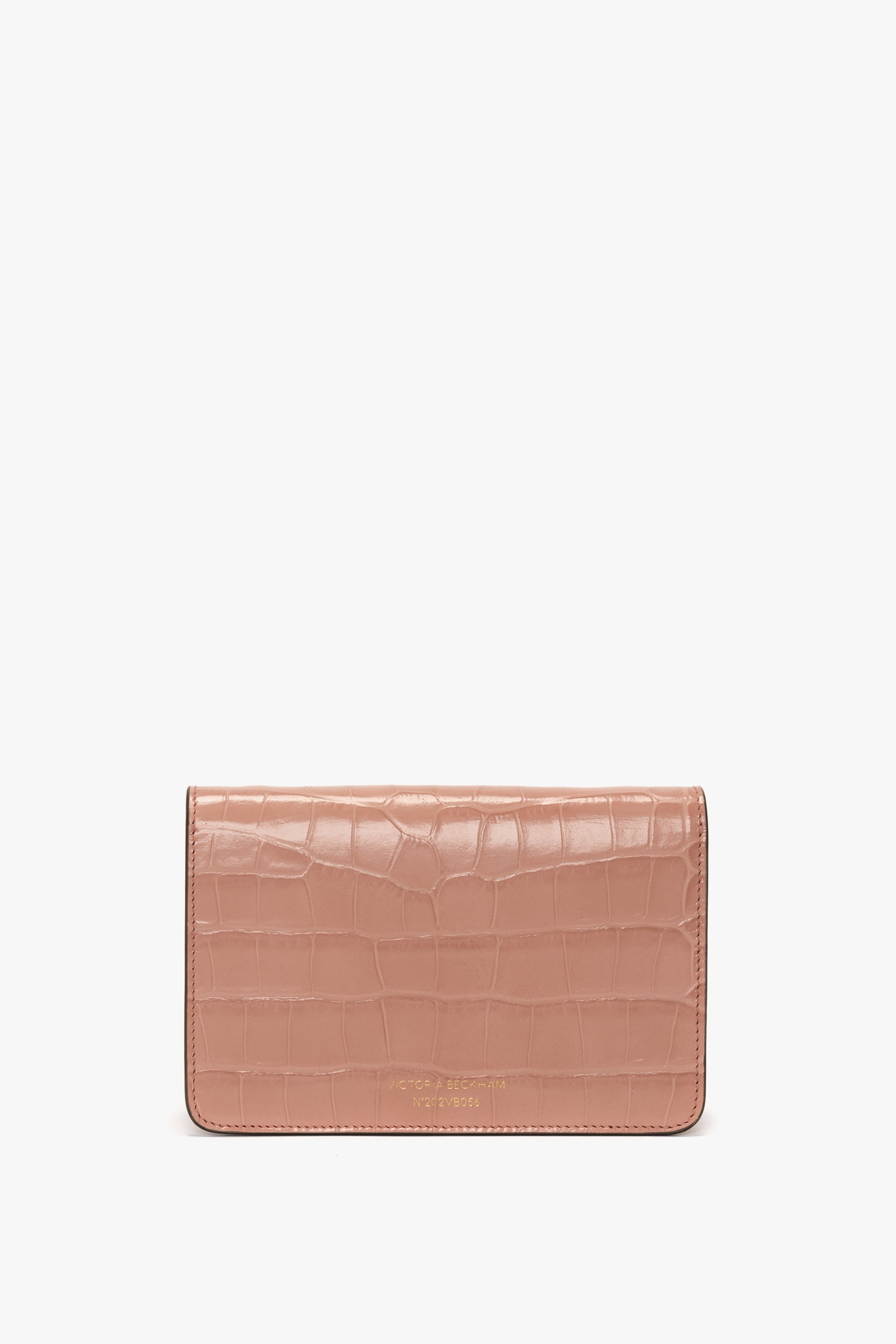 Nano Dorian Wristlet In Blush Pink Croc Embossed Leather - 4