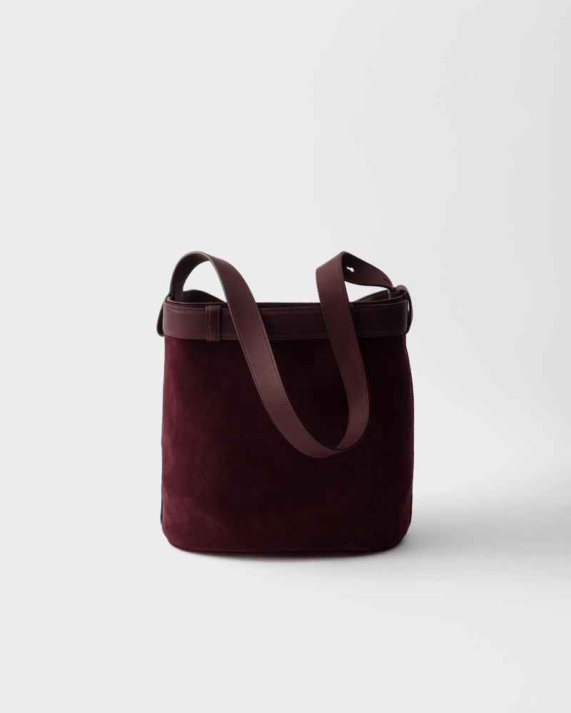 Prada Buckle belted suede bucket bag 4
