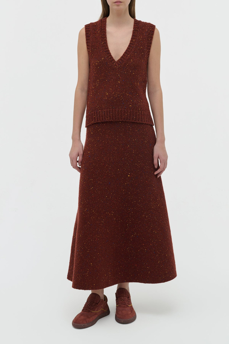 GABRIELA HEARST Eden Knit Maxi Skirt in Burnt Sienna Multi Speckle Cashmere outlook