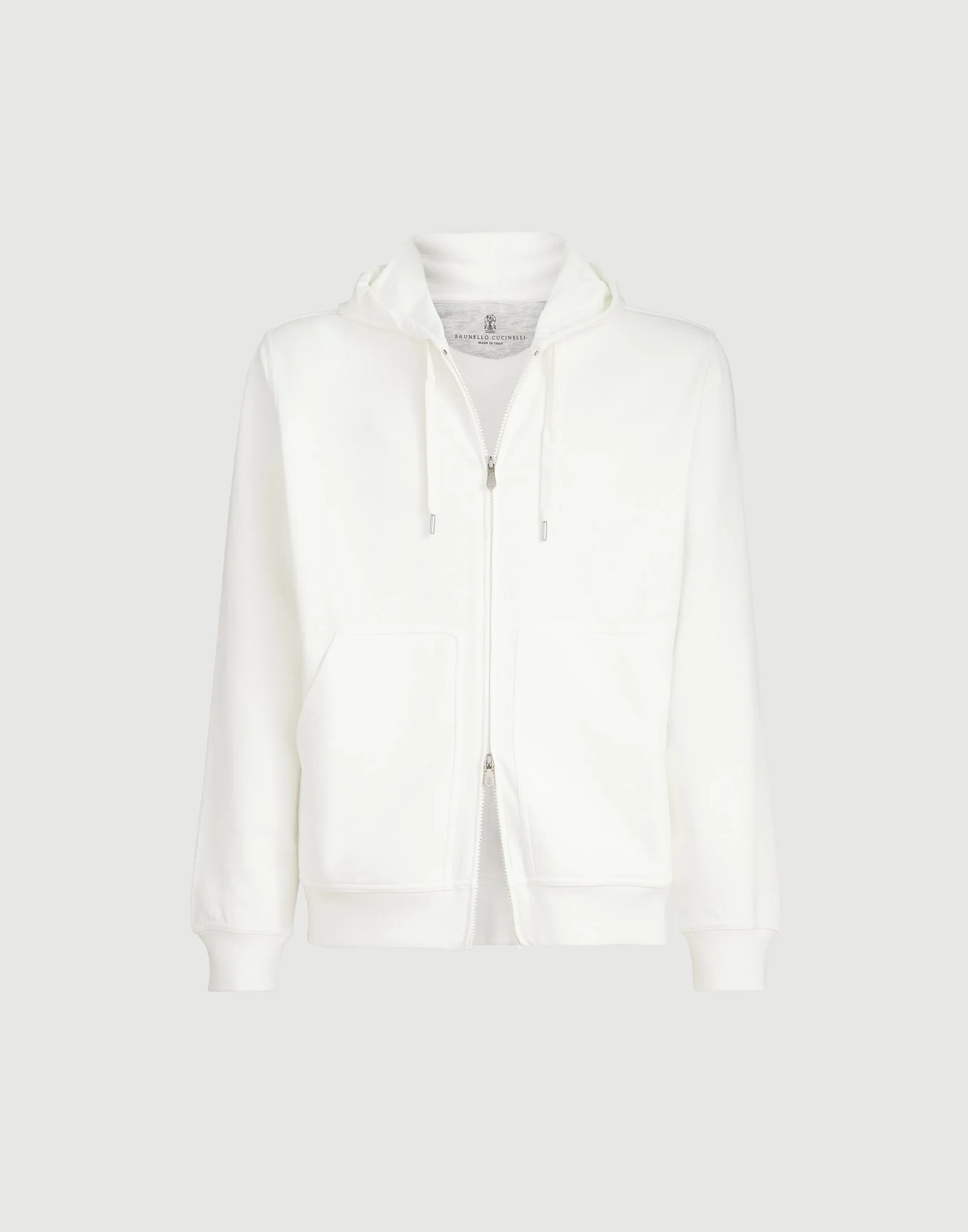 Techno cotton French terry hooded sweatshirt with zipper - 1
