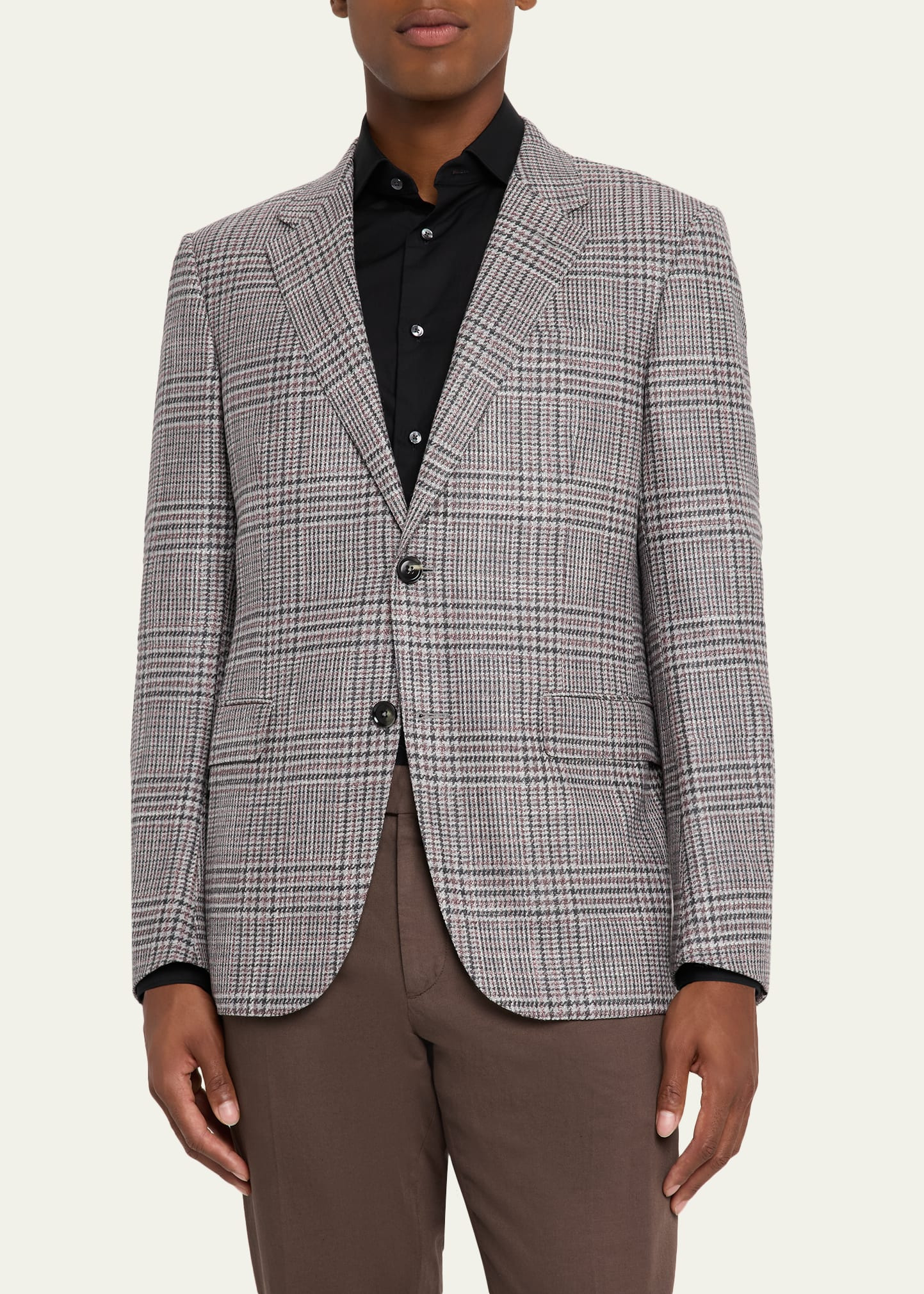 Men's Glen Plaid Winter Crossover Single-Breasted Sport Coat - 4