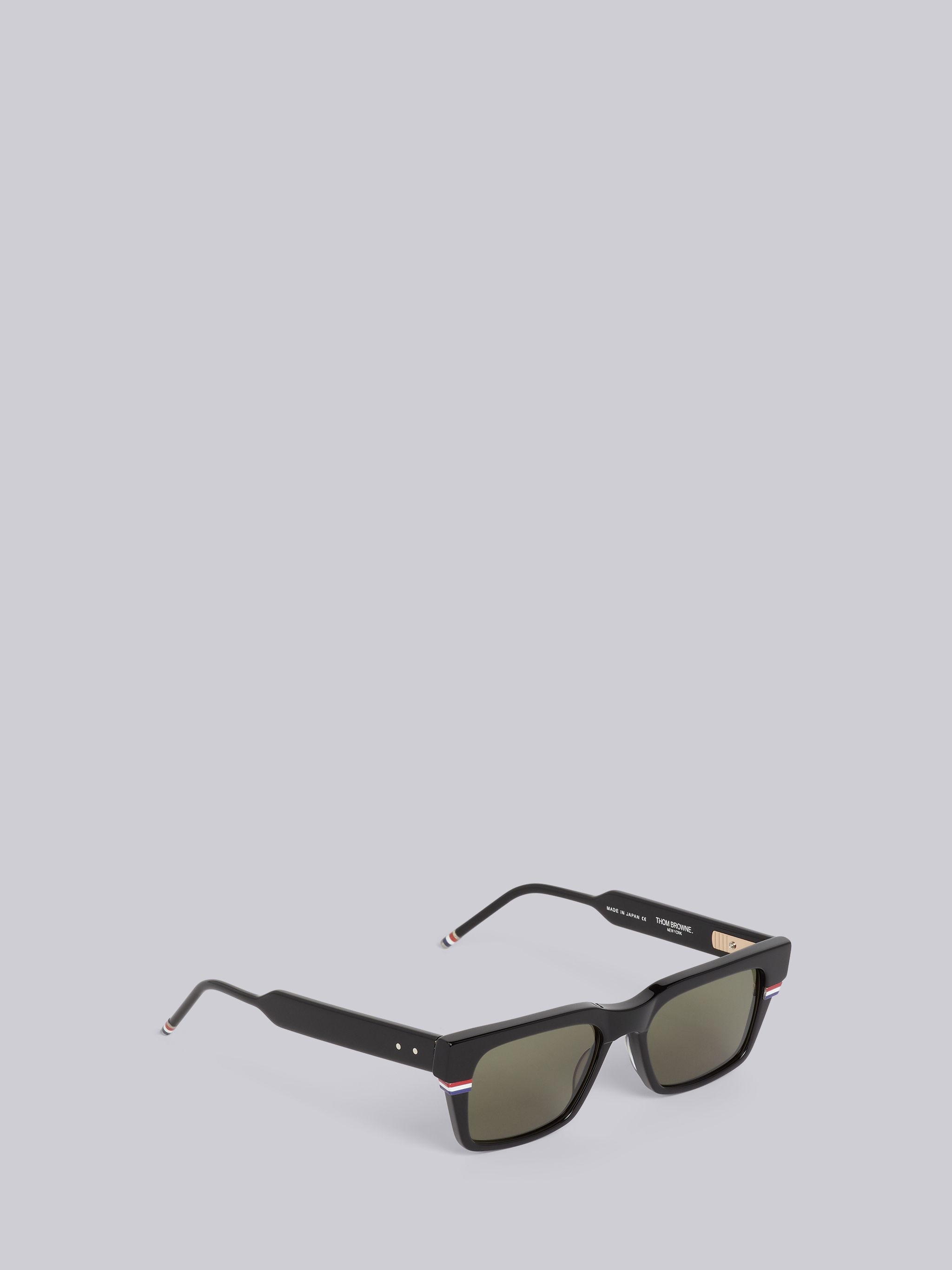 TB714 - Black Tri-Color Line Rectangle Sunglasses - 4