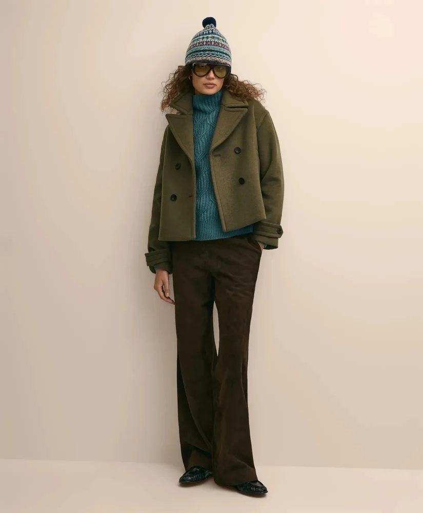 Wool Blend Cropped Peacoat - 1
