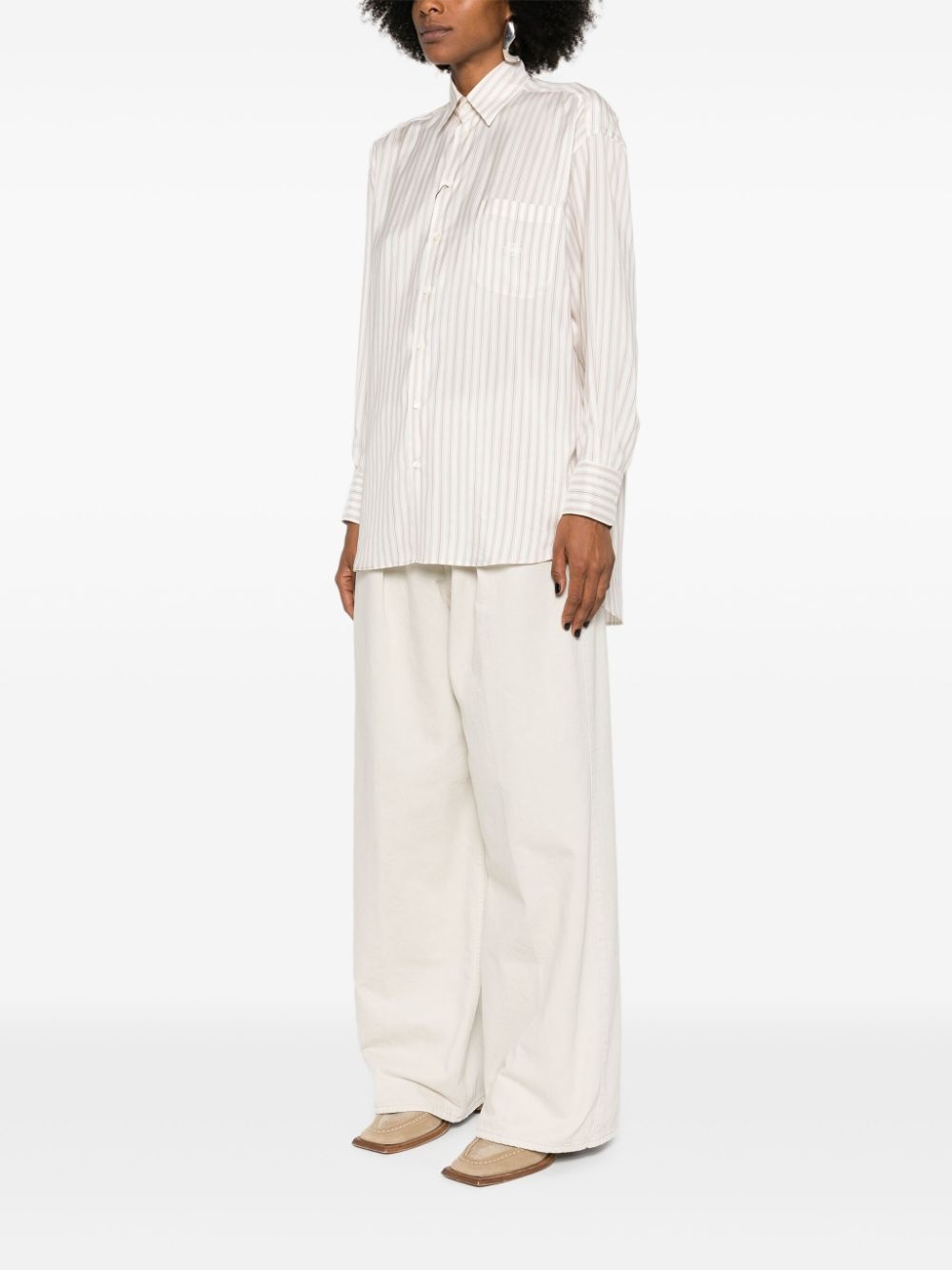 Pegaso-embroidered striped shirt - 3
