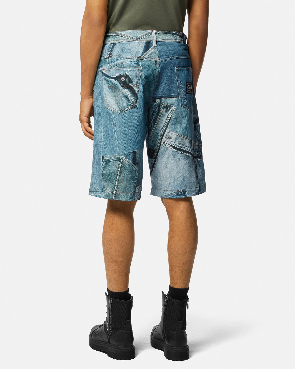 Patchwork Denim Bermuda Shorts - 5