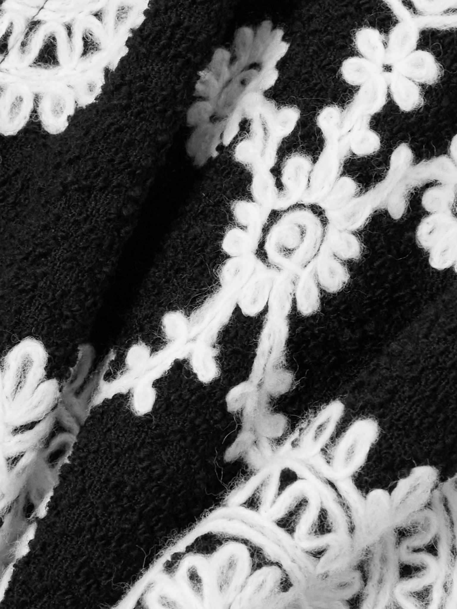Elbaite belted embroidered wool-blend bouclé jacket Black - 5