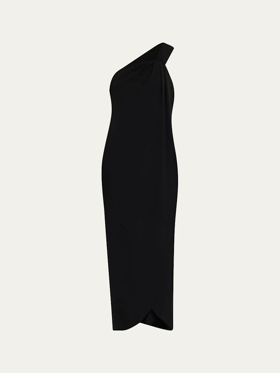 Xaden Draped One-Shoulder Crepe Maxi Dress - 1