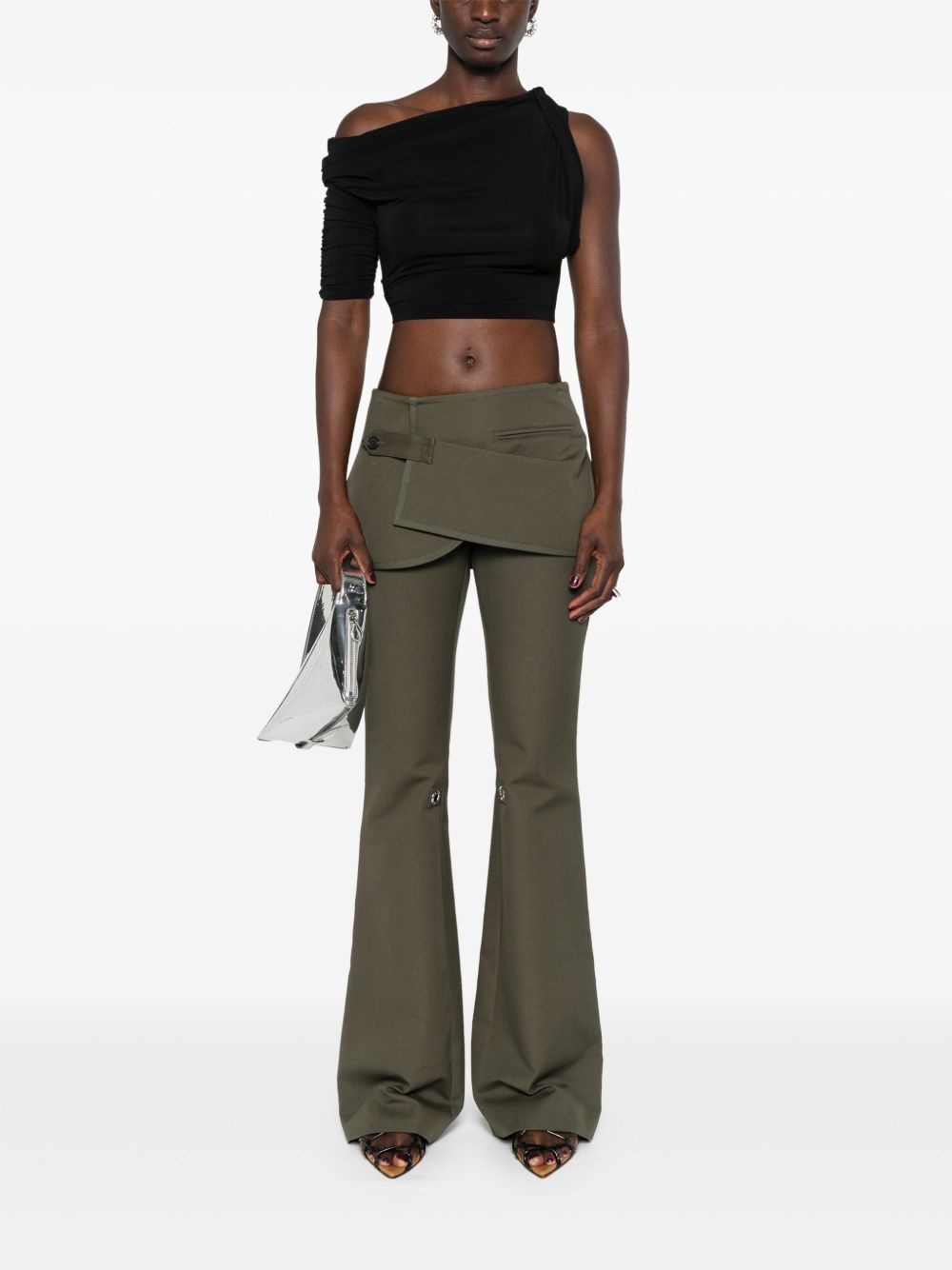 layered-skirt bootcut trousers - 2
