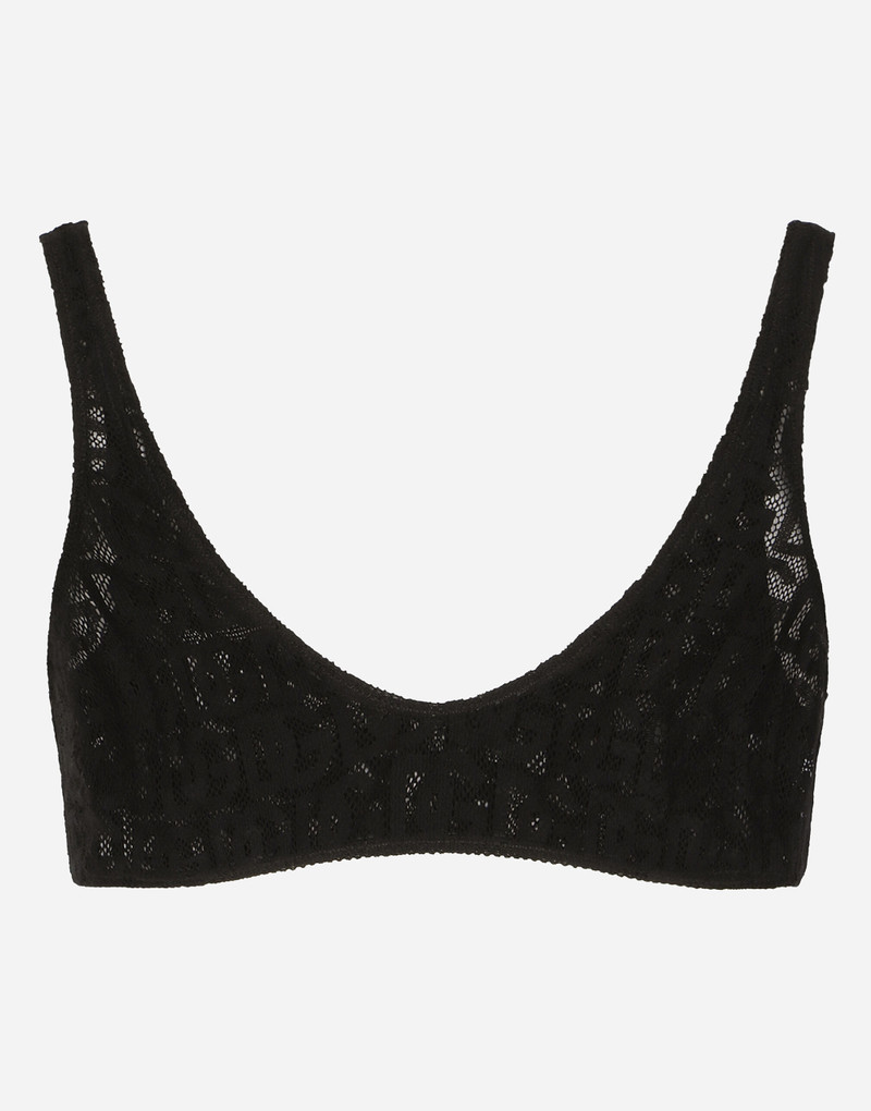 Tulle jacquard top with all-over DG logo 1