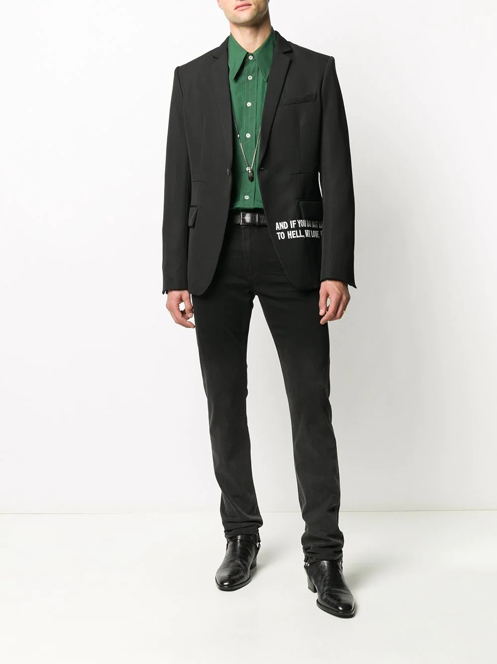 slogan-print single-breasted blazer - 2