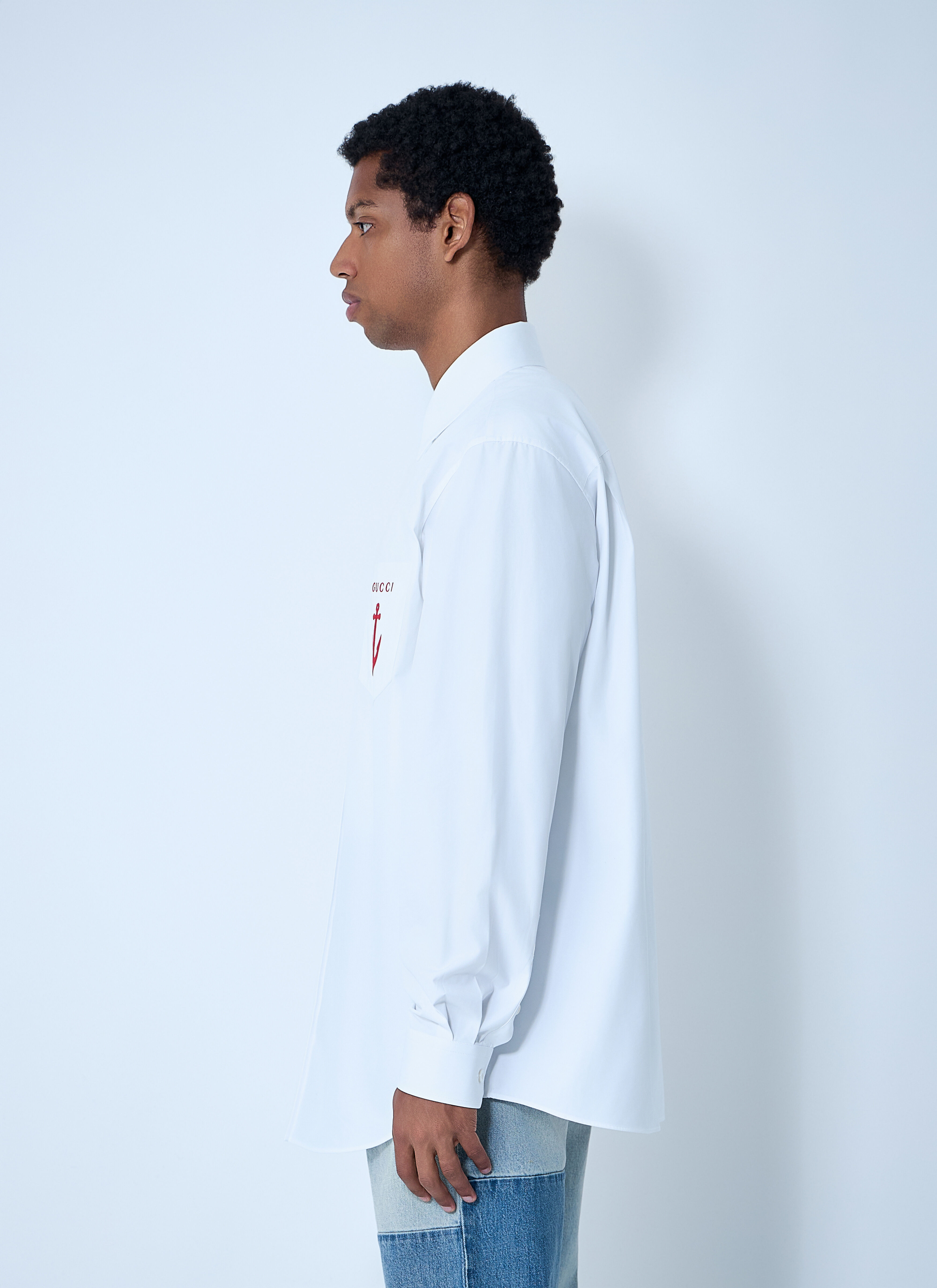 Logo Embroidery Button-Down Shirt - 3