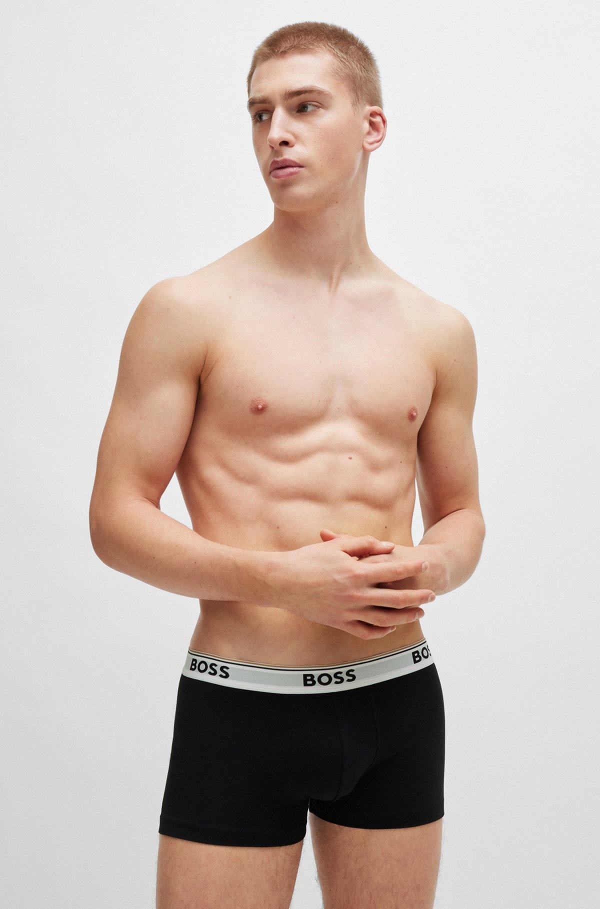 THREE-PACK OF STRETCH-COTTON TRUNKS WITH LOGO WAISTBANDS - 6