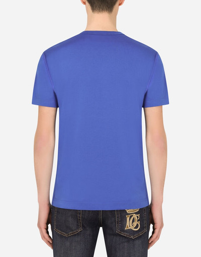 Dolce & Gabbana Cotton V-neck T-shirt with branded plate outlook