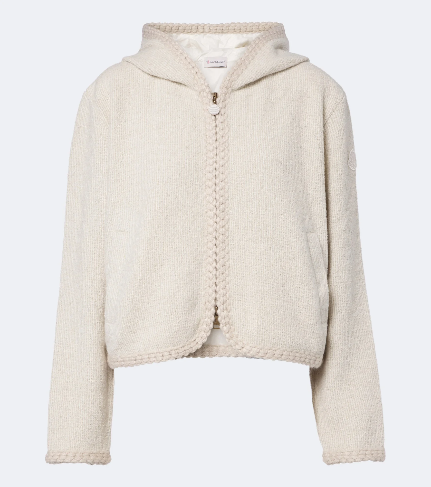Hooded waffle-knit cardigan - 1