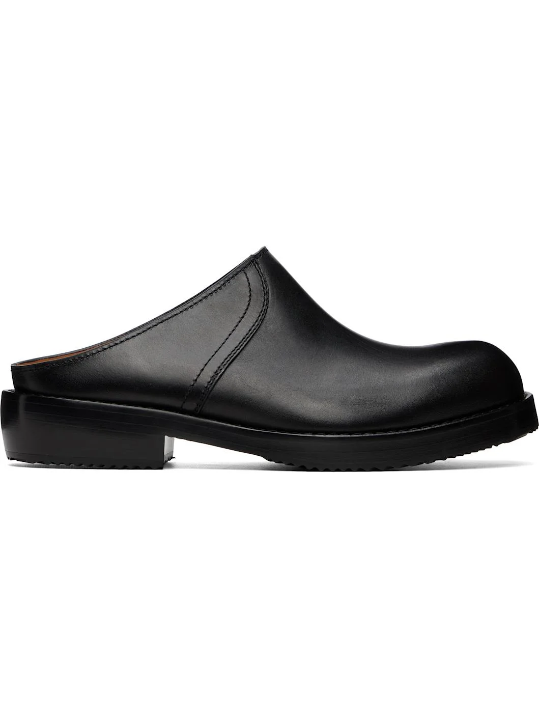 Black Leather Clog Loafers - 1