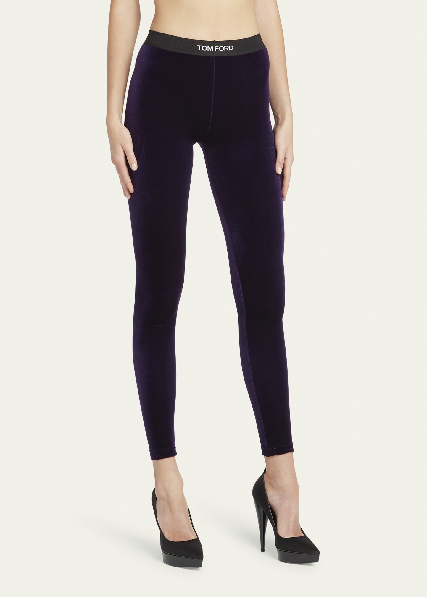 Logo Band Velvet Leggings - 4