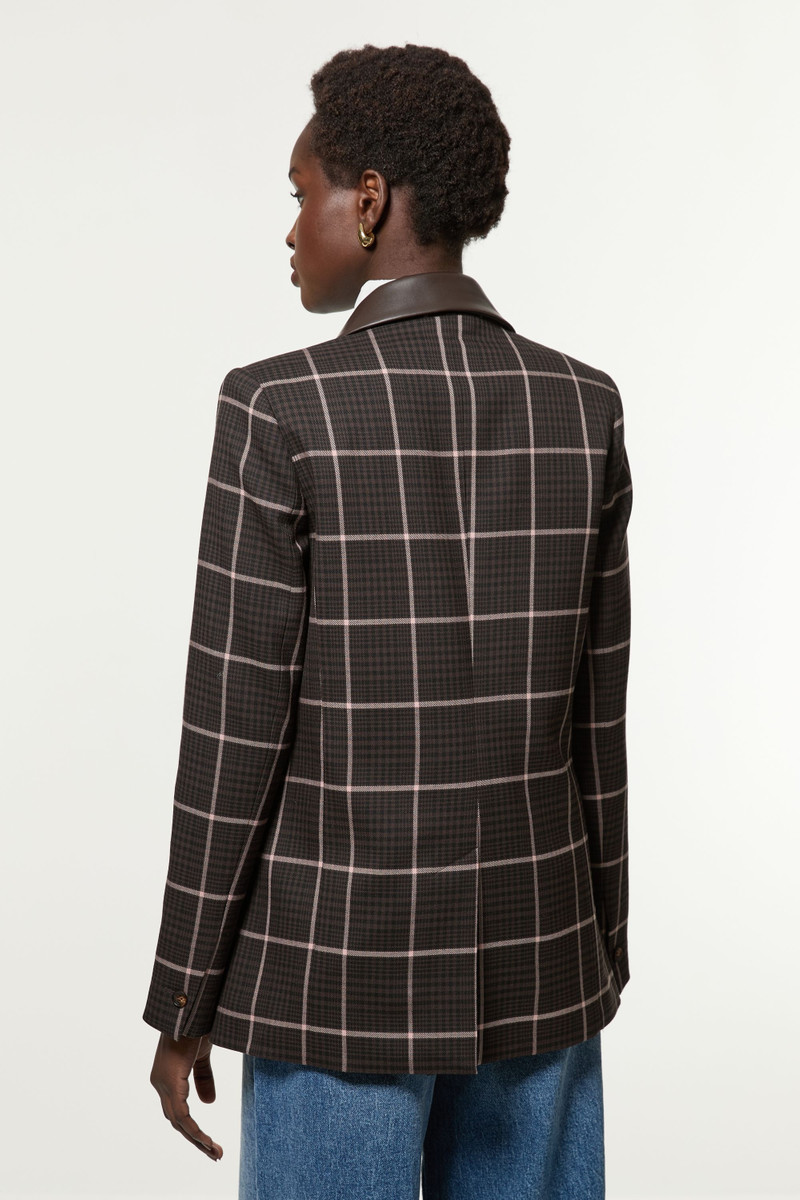 Tall Check Pu Mix Tailored Jacket 5