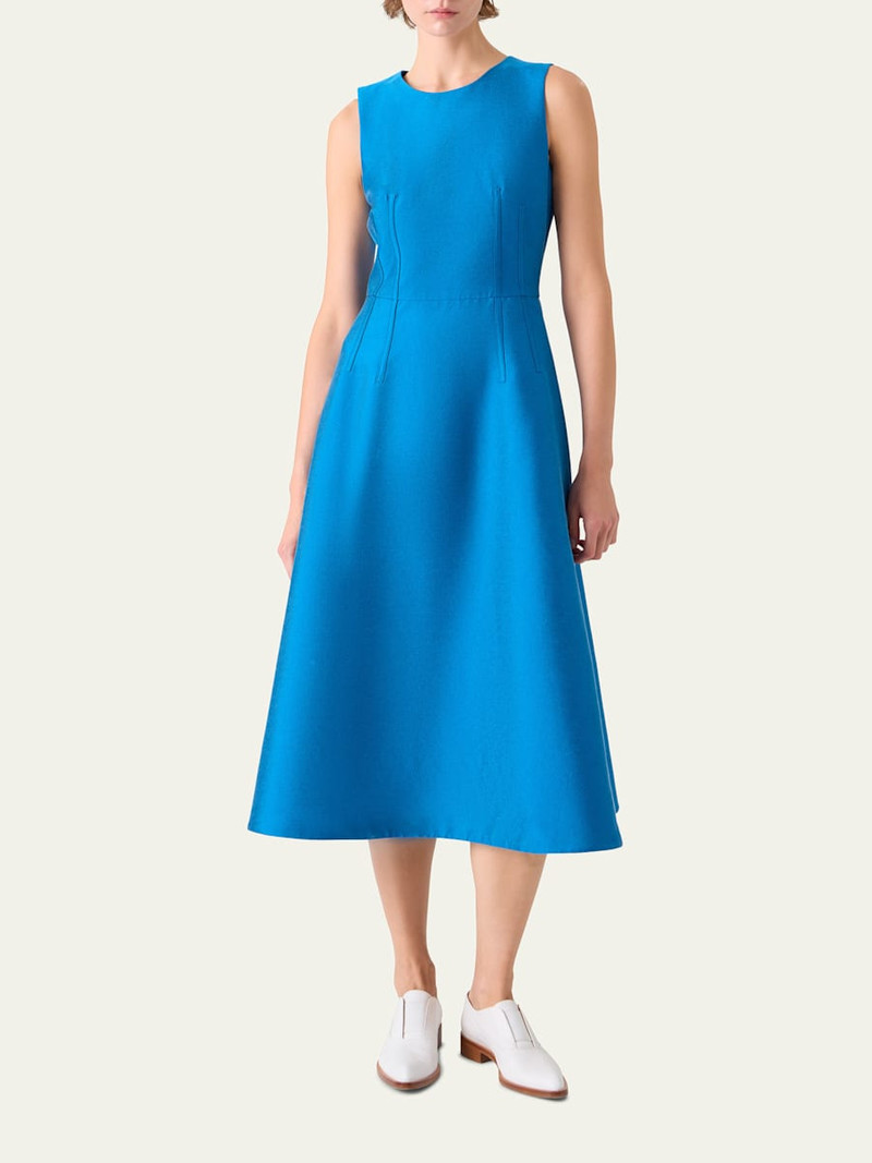 AKRIS Dupion Sleeveless Silk Shantung Midi Dress outlook