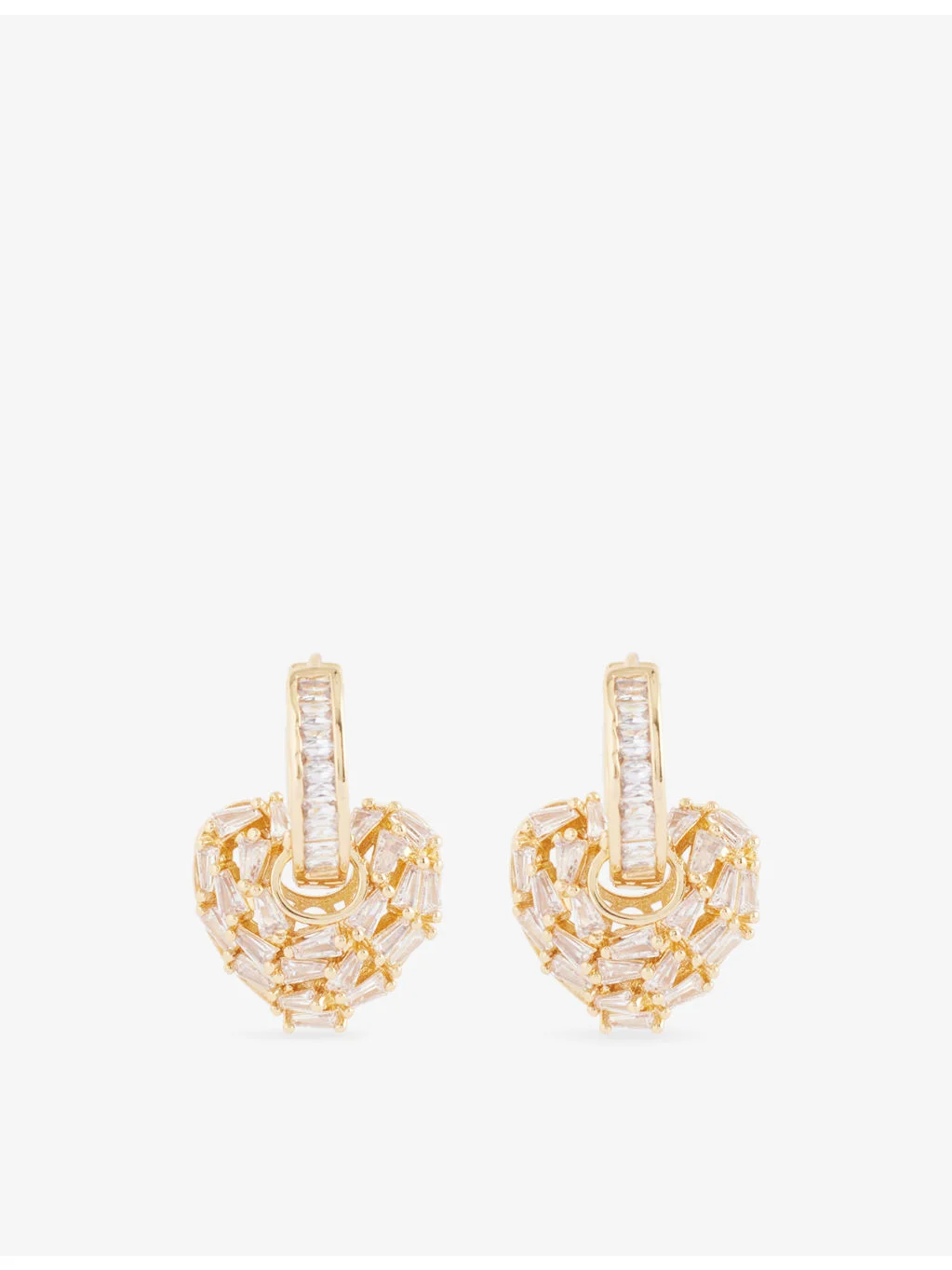 Puzzle Heart 18ct Yellow-Gold Plated Brass And Cubic-Zirconia Earrings - 1
