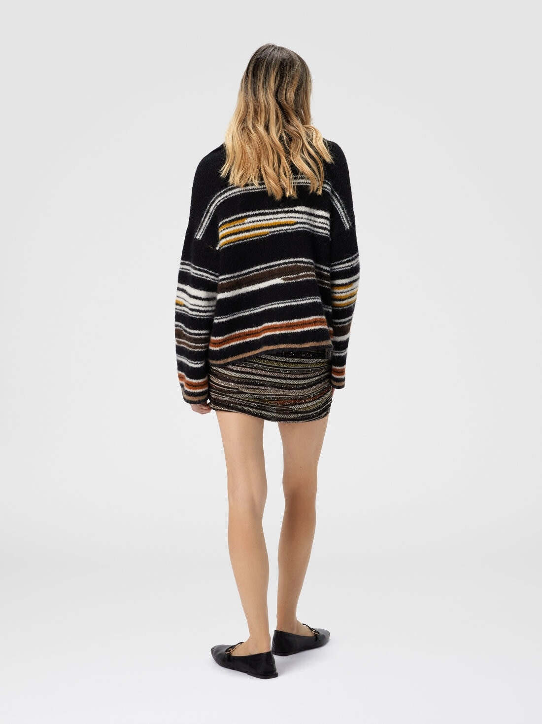 Oversized Long Sleeve Polo with Striped Inlay - 3