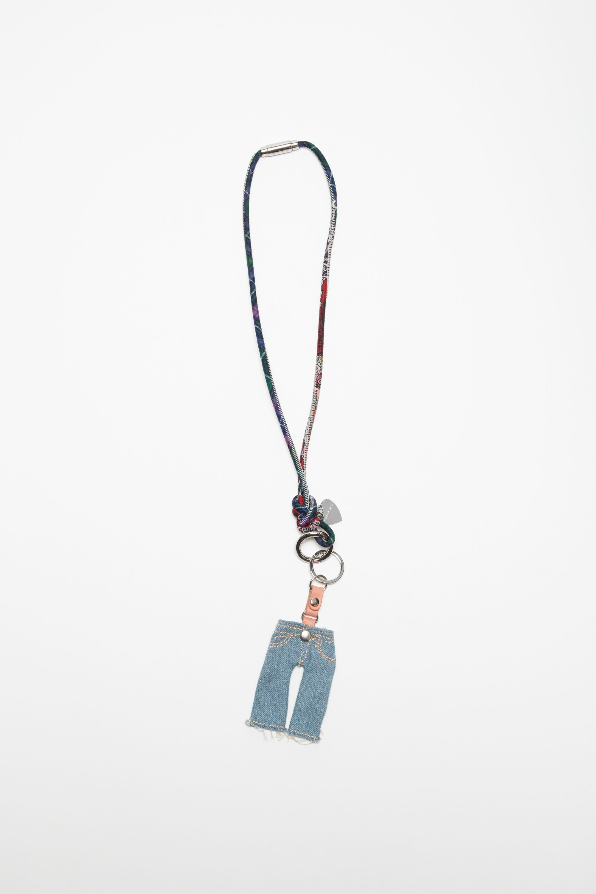 Denim charm keyring - Light blue - 1