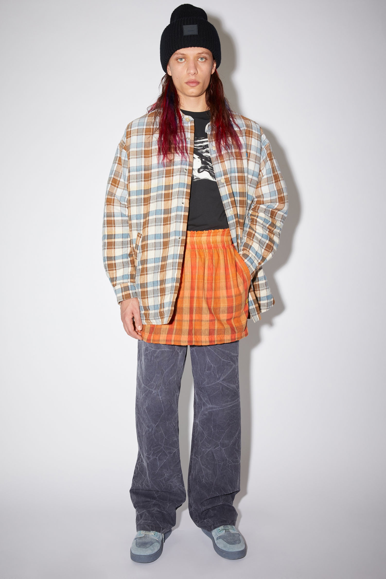 Flannel skirt - Brick red/apricot orange - 2