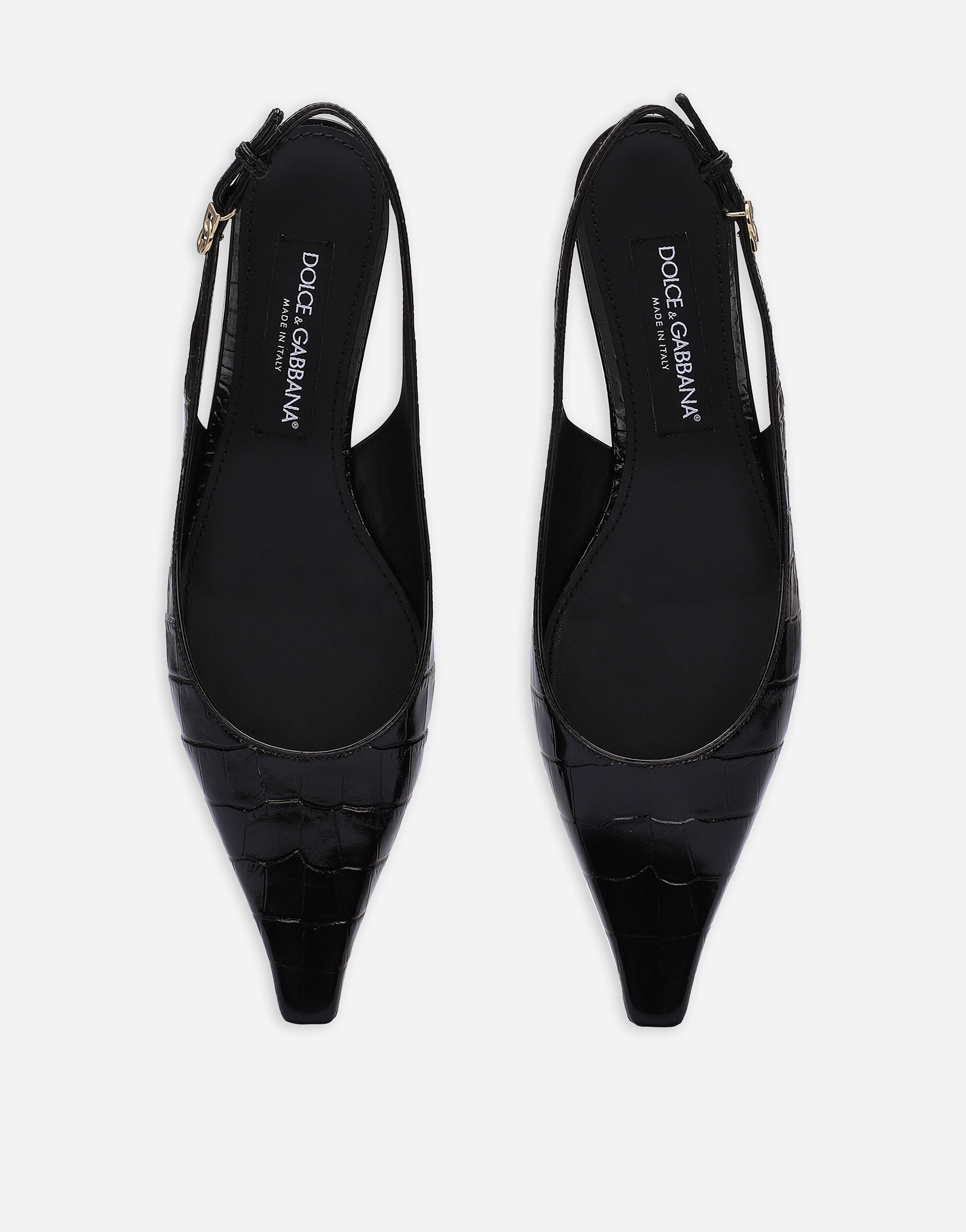 Crocodile-print calfskin slingbacks - 4