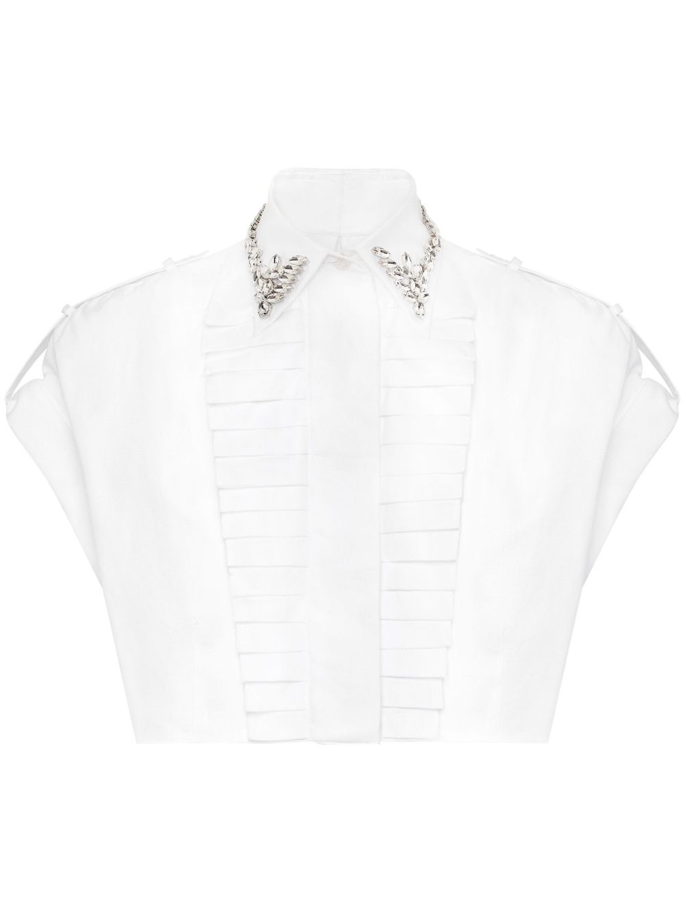 rhinestoned cropped shirt - 1