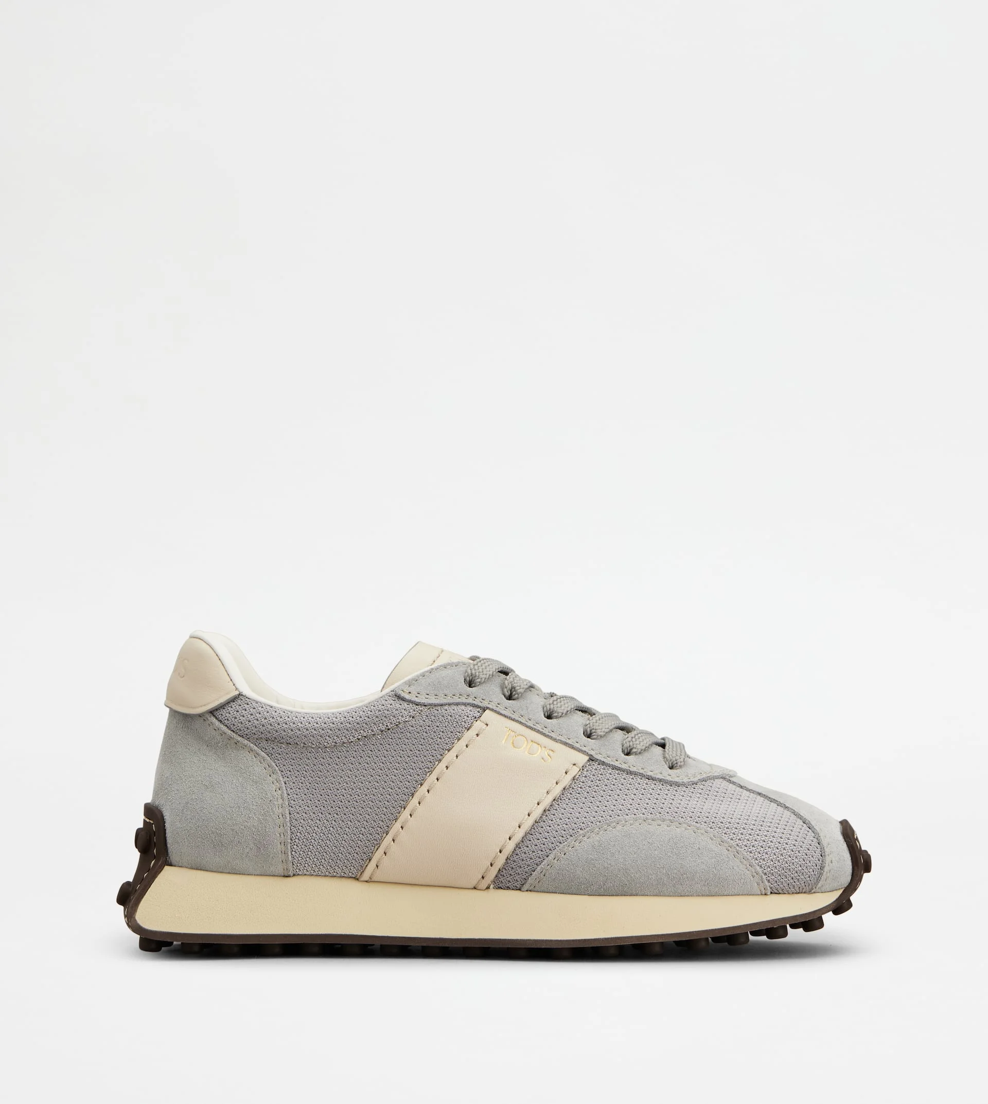 T VINTAGE SNEAKERS IN LEATHER AND TECHNICAL FABRIC - GREY, BEIGE - 1
